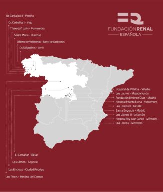 Mapa de los centros y unidades de diálisis de la Fundación Renal Española