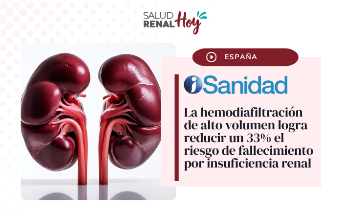 La hemodiafiltración de alto volumen logra reducir un 33% el riesgo de fallecimiento por insuficiencia renal